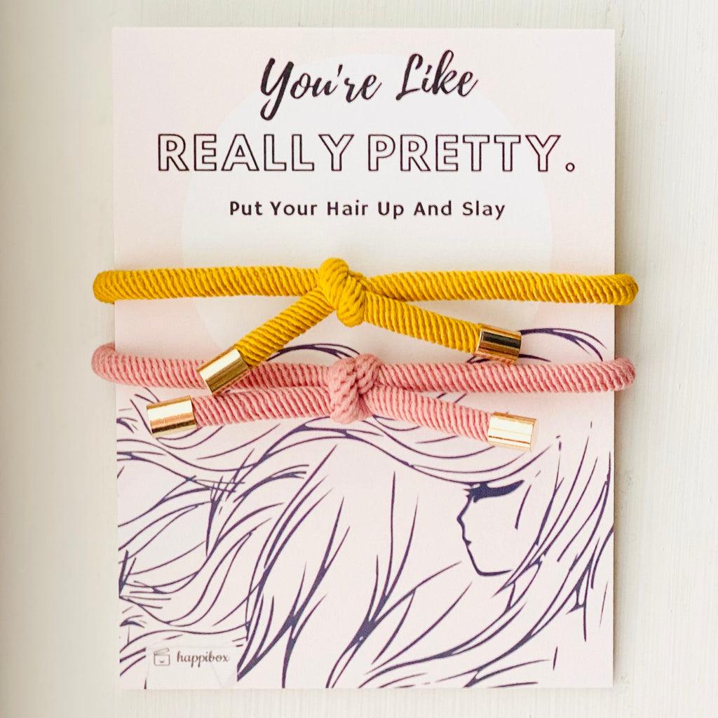 Elastic Hair Tie | "Really Pretty" | Yellow/Pink